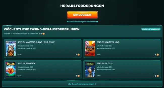 Playio Casino Herausforderungen