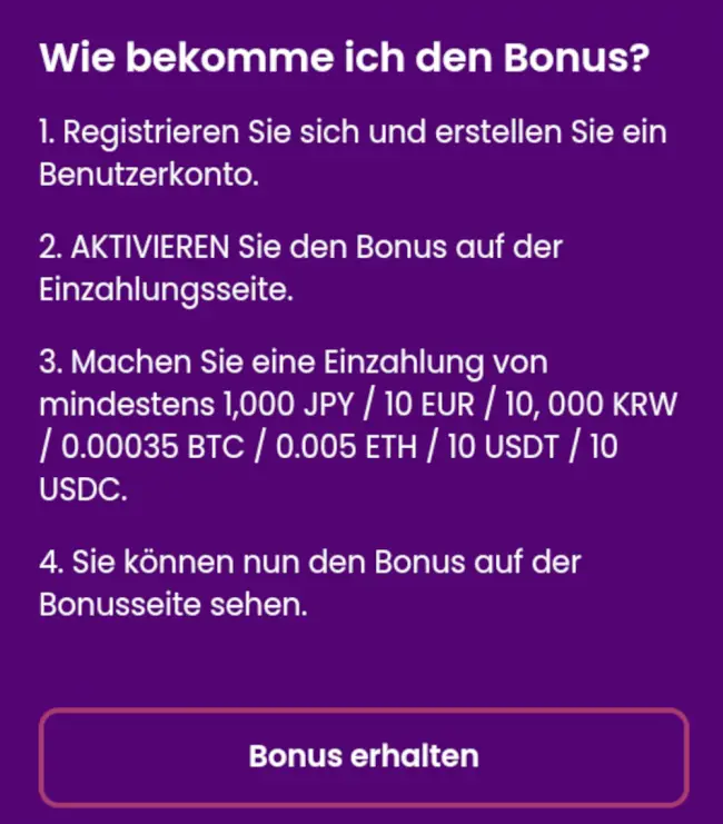 Bonusschritte für TrustDice