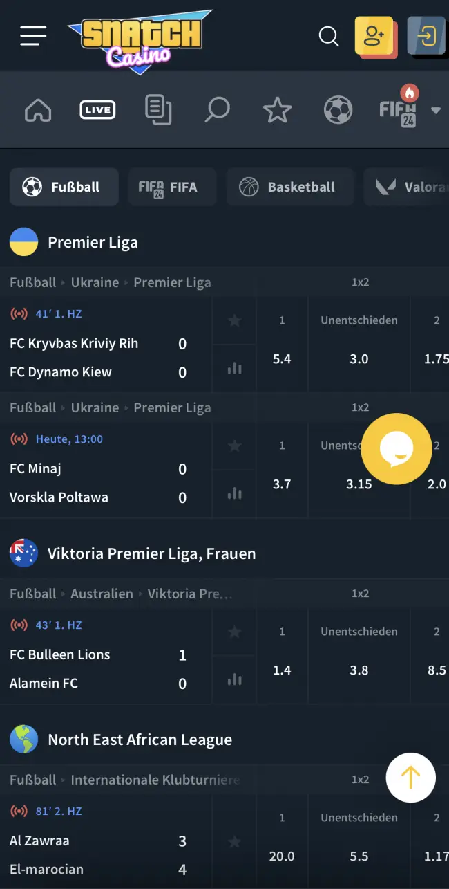 Snatch Casino Sport Livewetten