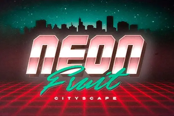 Neon Fruit Cityscape Logo
