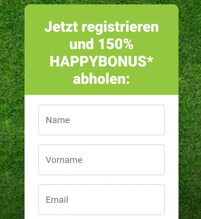 Neues Wettkonto bei Happybet erstellen.