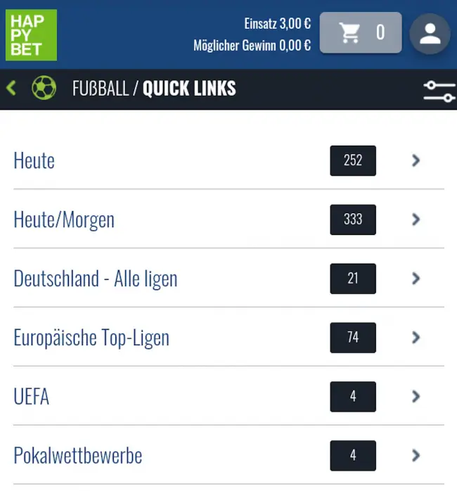 Happybet Quick-Links