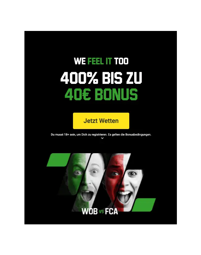 Unibetbonus 400% bis € 40