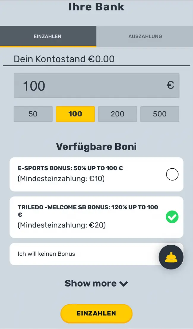 Campeonbet Einzahlung Konto Bonus