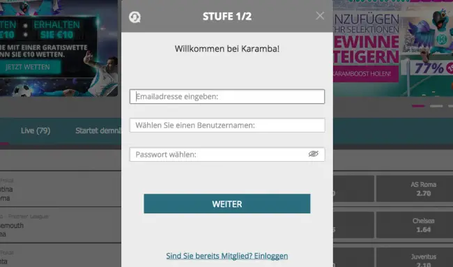 Karamba anmelden