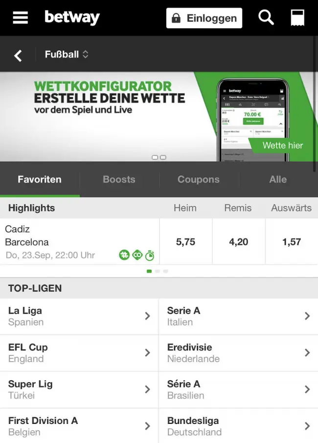 Betway Wettngebot