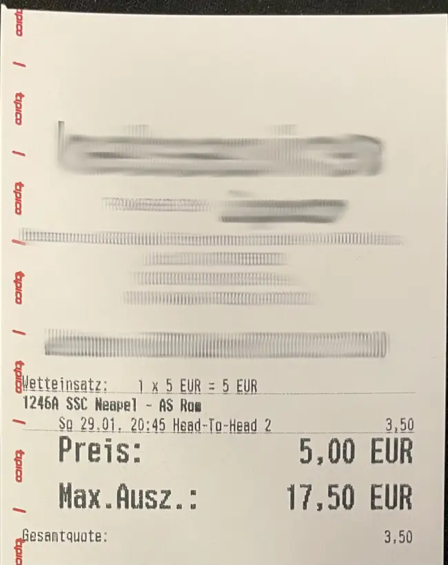 Einzelwettschein für 29-01-2023