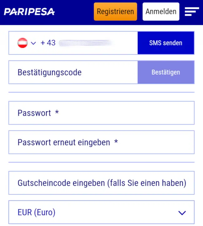 Schon bei der Registrierung musst du den Bonuscode WETTFORMAT angeben.