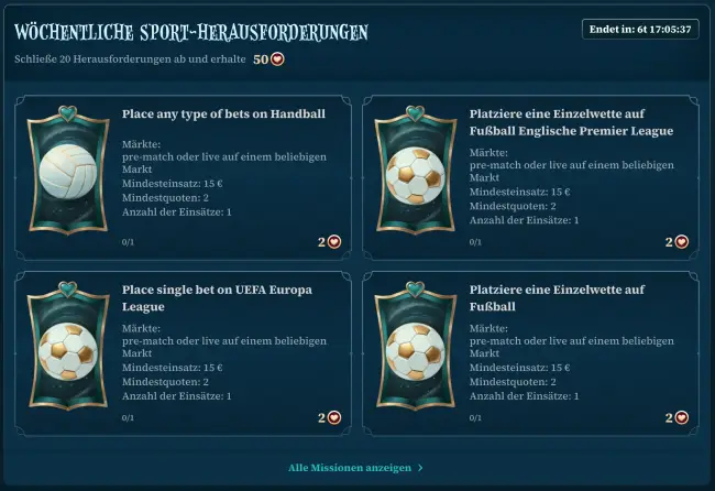 BetAlice Sport Herausforderungen