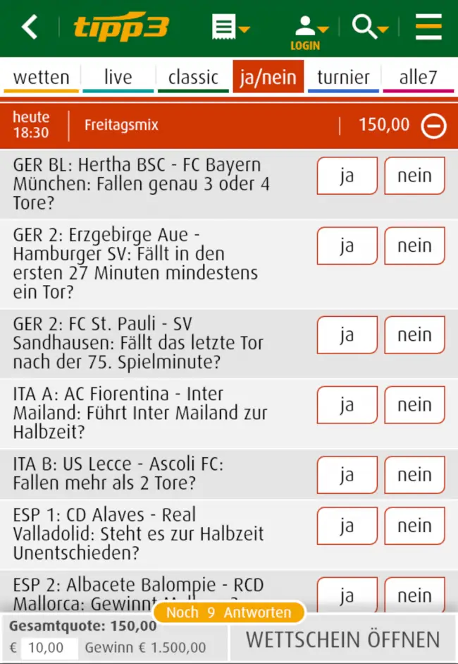 Spezial Wette Tipp3