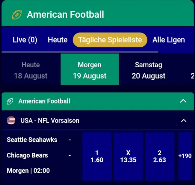 Club Riches NFL-Wetten