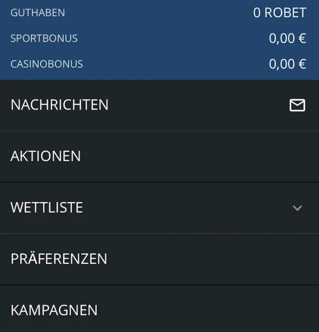 Robet Bonus- und Echtgeld-Übersicht
