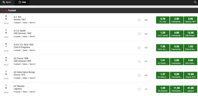 Unibet Live Wetten