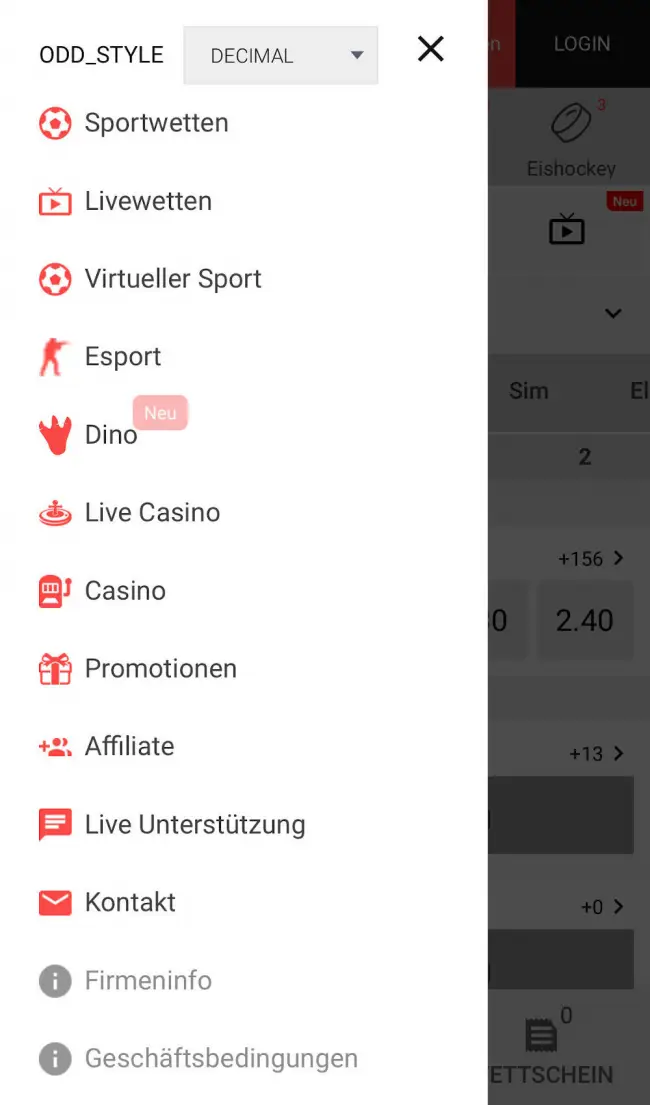 Rolletto Testbericht Hauptmenü