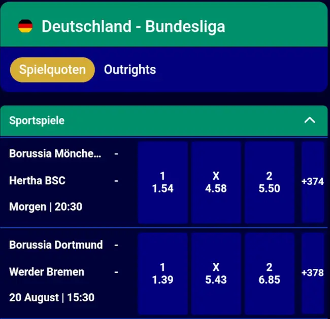 Club Riches Bundesliga-Wettarten