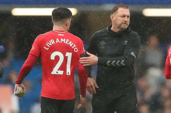 Ralph Hasenhüttl und Tino Livramento FC Southampton