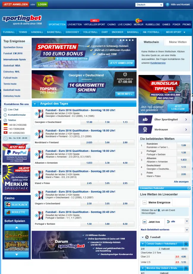 Sportingbet Webseite
