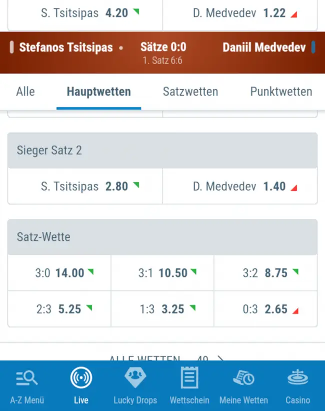 Das Live Wetten Center von Sportingbet lääst kaum Wünsche offen.