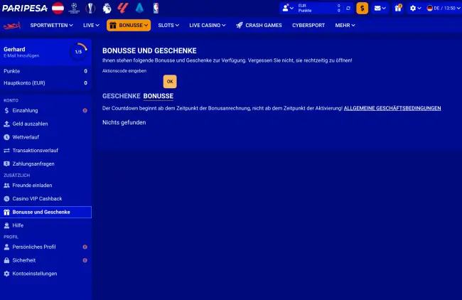 Paripesa Casino Bonus ohne Einzahlung