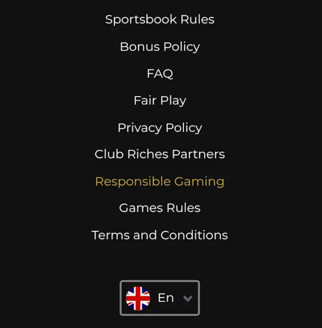 Responsible Gaming Club Riches