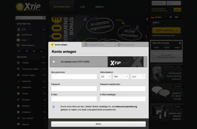 XTip Anmeldung