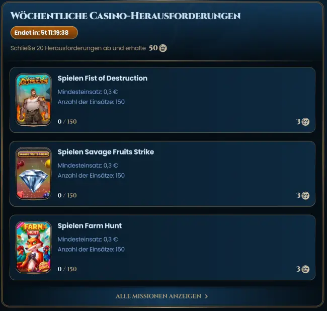 Wonderluck Casino Herausforderungen