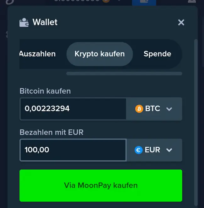 Stake Einzahlung MoonPay