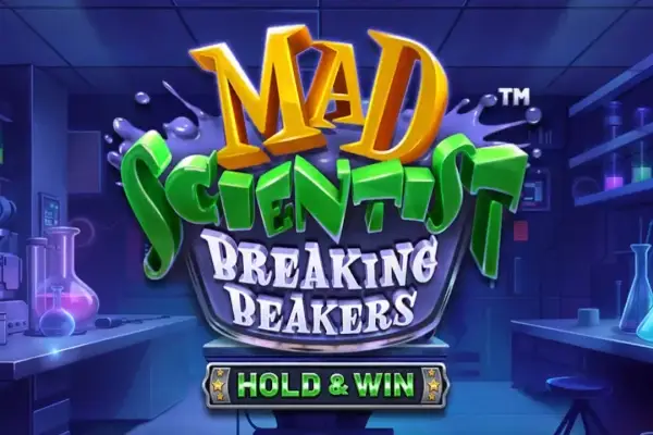 Mad Scientist Breaking Beakers Logo