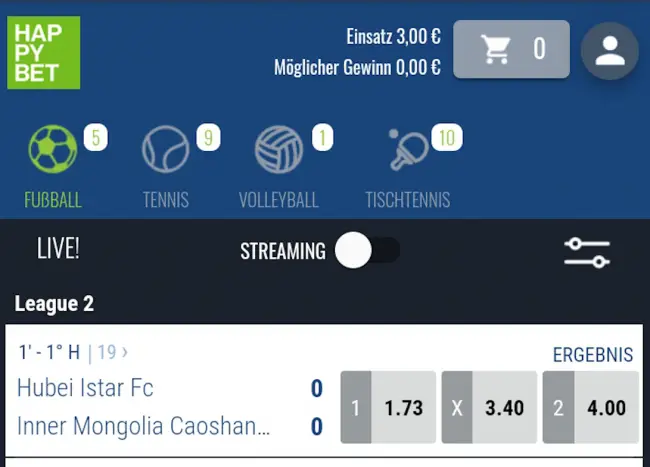 Happybet Livewetten-App