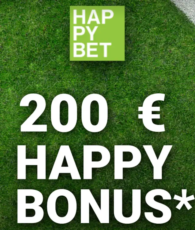 Happybet Neukundenbonus 100% bis zu € 200