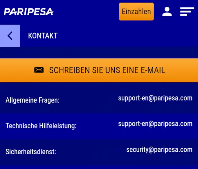 Der Kundenservice von Paripesa hat noch Luft nach oben.