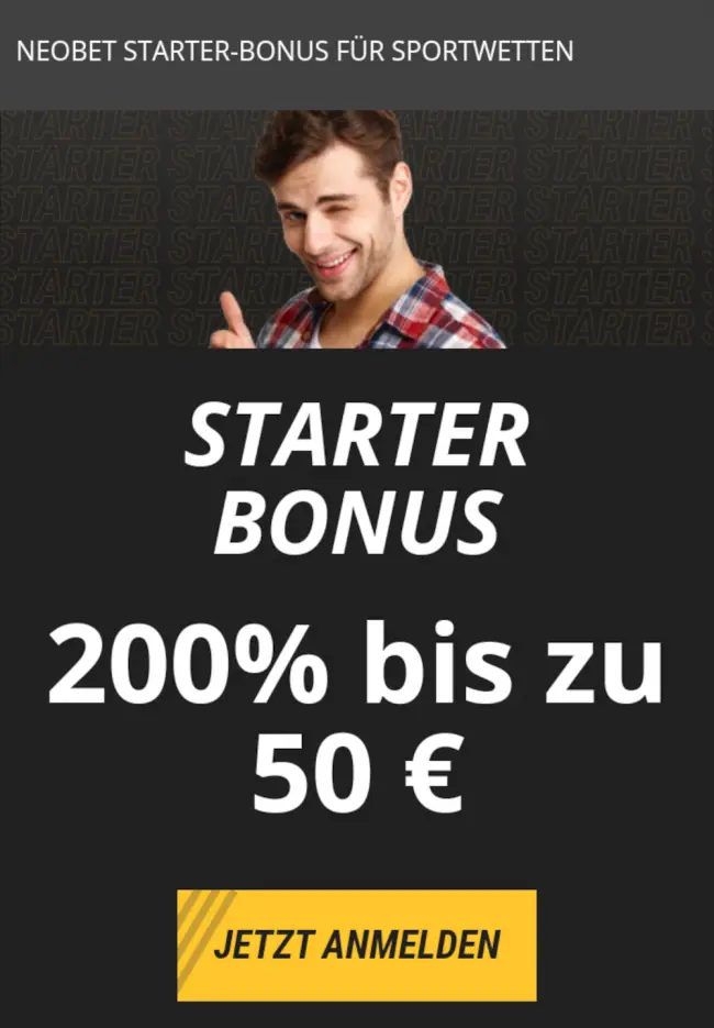 Mit dem Starter Bonus erhältst du satte 200% auf deine erste Einzahlung.