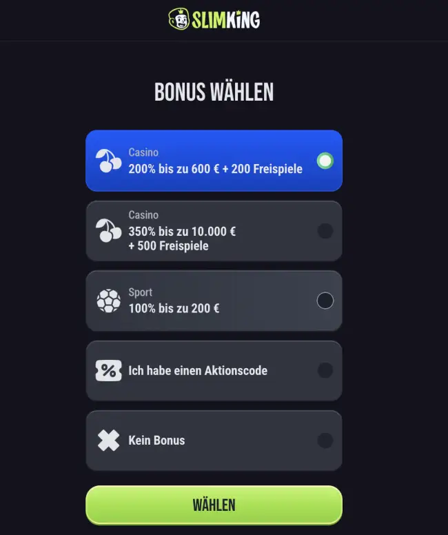 Slimking Casino Bonus