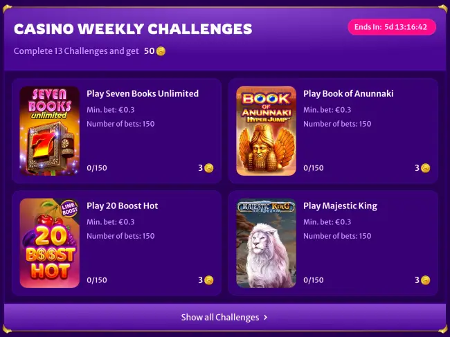 Midarion Casino Challenges