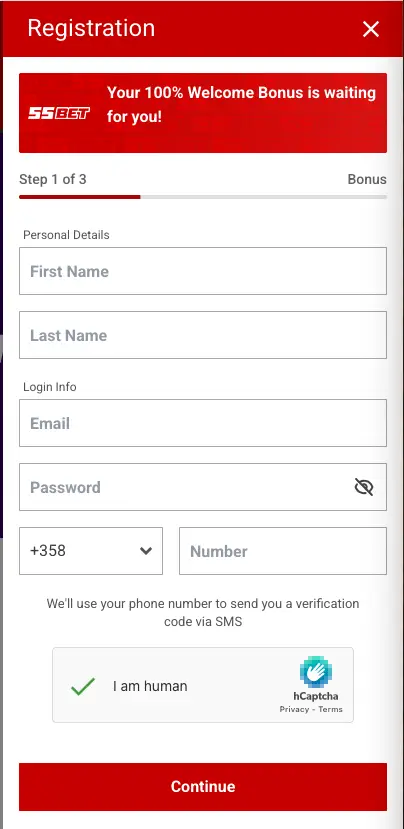 55Bet Casino Registration