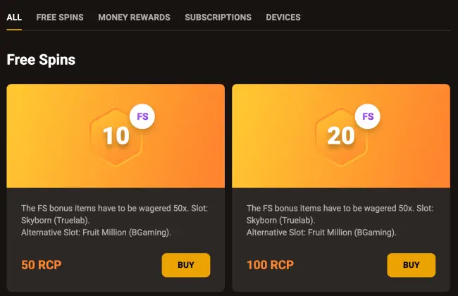 Slotlair Casino Bonus Shop