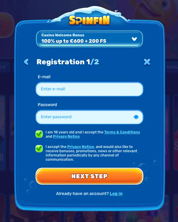 Spinfin Casino Registration