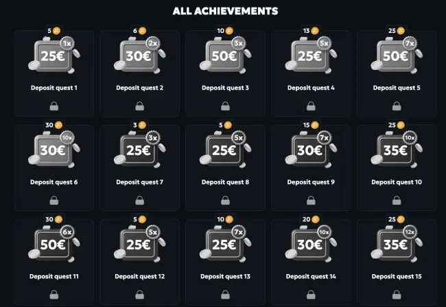 SpinMills Casino Achievments