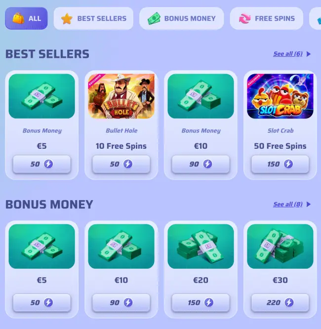 Spinrollz Casino Bonus Shop