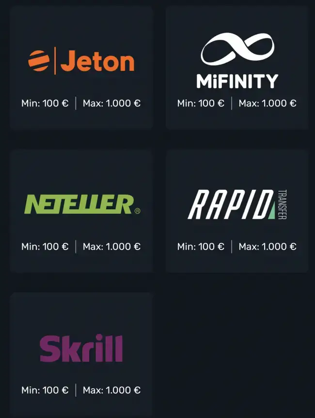 Minimum Deposit Payment Method