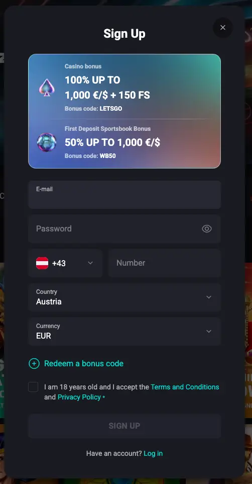 N1Bet Casino Registration