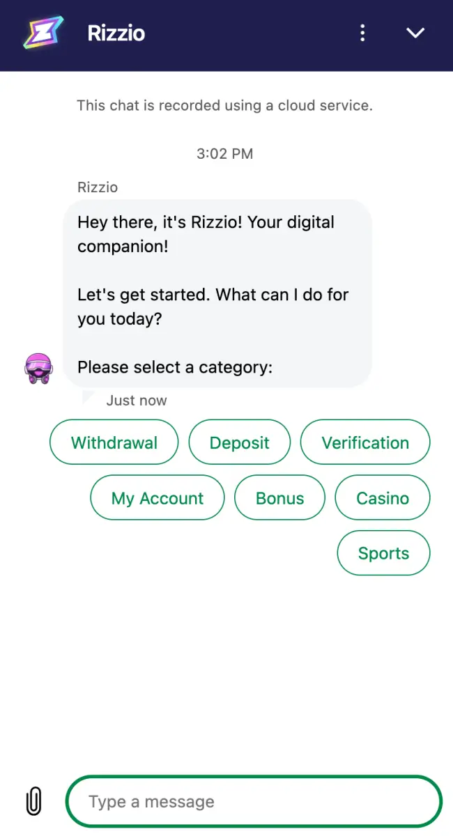 Rizzio Casino Live Chat
