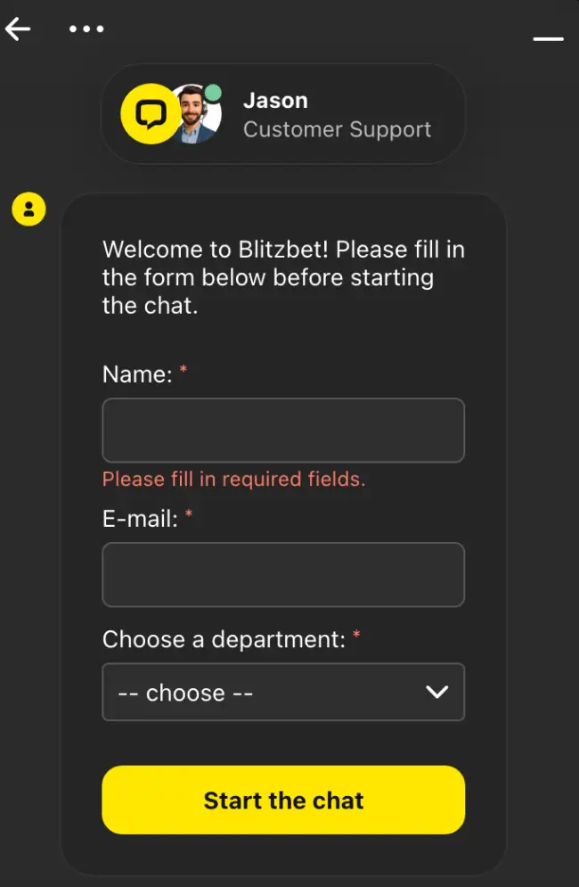 Blitzbet Casino Live Chat