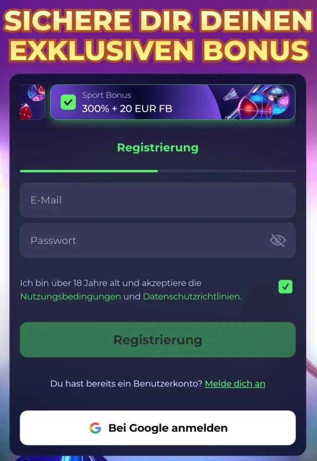 Betmatch Sport Registrierung