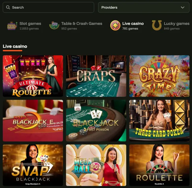BetsBunny Casino Live Casino