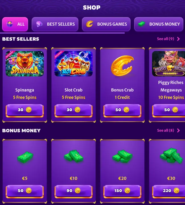 Midarion Casino Bonus Shop
