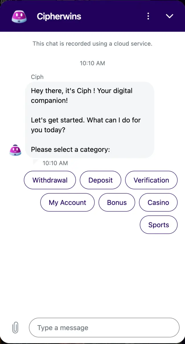 Cipherwins Casino Chat